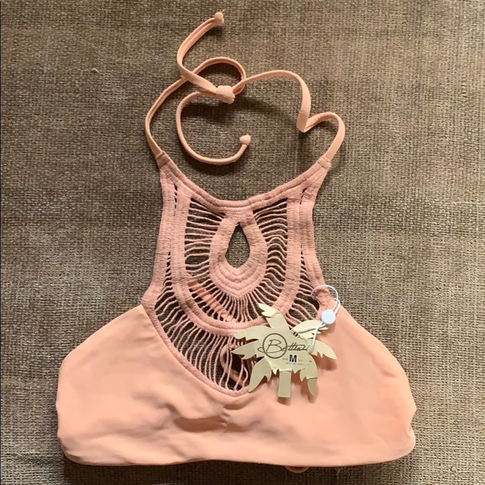 Peach Colored Crotchet Halter Top